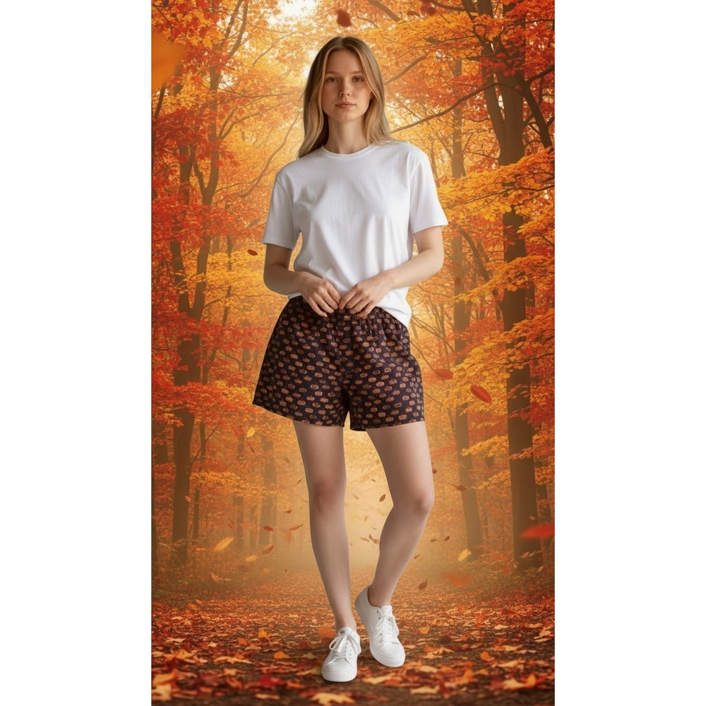 J. Crew Mercantile all over pumpkin face boxer shorts size small fall Halloween